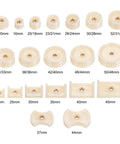 20 Piece Watch Case Press Die Kit With Nylon Fitting Dies For Table Model Capping Machine Includes Round Square And Shield Dies For Back Case Repair DIY Friendly White ABS Plastic showing round and square dies with sizes