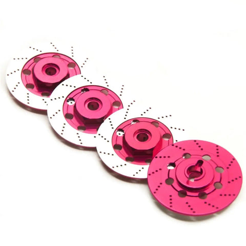 Heavy Duty 4 Piece 1 To 10 Scale RC Drift Wheel Brake Disc Set For Racing Cars Metal Upgrade Parts in hot red finish