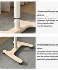 Smooth Operator Pneumatic Rolling Standing Desk With Pro Grade Swivel Casters For Home Office Laptop Workstation Quick Height Flex deep wood grain finish showing aluminum alloy casting and U-shaped base.