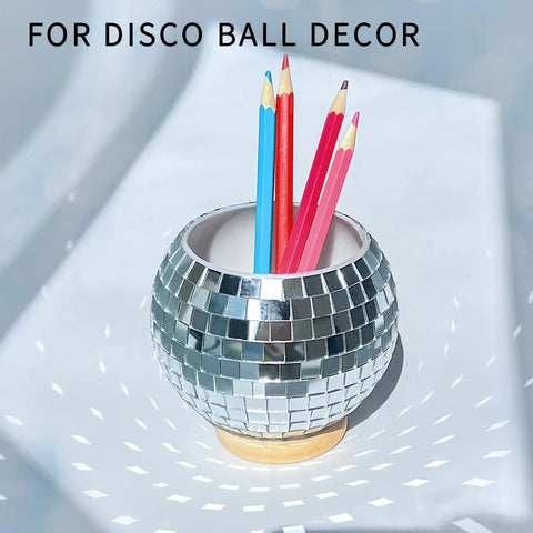 Disco Pen Holder Sequin Desk Organizer With Base That Doubles As Makeup Brush Holder And Pencil Cup For Home Office Classroom Silver Dope Reflective Finish For A Modern Look And Easy Access On Your Desk