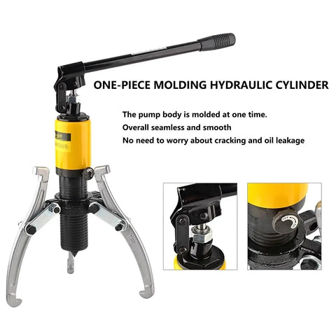 High Performance Hydraulic Wheel Bearing Puller Separator Kit With 2 Or 3 Jaw Teeth Handles Rotors Sprocket Axles Made Carbon Steel Holds 33000 Lbs Rust Proof Tool Perfect For Garage Work Keeps Cars Running Longer Skip Cheap Stuff That Breaks, yellow 3-jaw hydraulic puller with handle