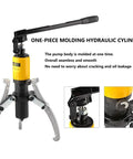 Heavy Duty Hydraulic Gear Puller Separator For Sprockets Bearings Rotors Axles With 50 Ton Cap Fits Two Or Three Jaw Options Used In Vertical Or Horizontal Directions Made With Rust Proof Carbon Steel So You Crush It Doing Car Work Now, yellow hydraulic puller