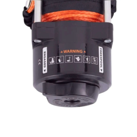 PE3500 3500 Lb ATV Winch With 50 Ft Synthetic Rope Waterproof 2.4 HP Permanent Magnet Motor And Automatic Load Holding Brake close-up