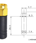 Tiny 2.4GHz WiFi Bluetooth Antenna For Drones And Multicopters Omni Directional Thumb Antenna RP SMA Male TX RX RHCP diagram