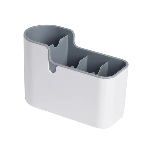 Sleek Countertop And Wall Mount Utensil Holder With Divided Compartments For Forks Knives Cutlery Compact Space Saving Desktop Caddy Tough Abs Construction Slap It Up And Keep Things Clean White Grey