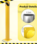 Hella Sturdy Removable Steel Bollards Surface Mounted Parking Barrier 2 Pack Yellow Traffic Posts with detailed dimensions