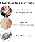 Three steps to apply White Reflective Dot Stickers Set High Reflectivity Ball Marker Decals For Golf Simulators Weatherproof Launch Monitor Stickers Compatible With Simulators High Speed Cameras And Launch Monitors 300 Pack