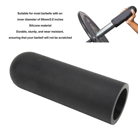Silicone Barbell Grip Pad Anti Slip Handle Cover for Dumbbells, black, thick, 20cm length, 5cm inner diameter, gym accessory