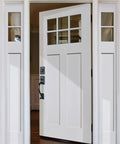 Matte Black Front Door Handle Set With Deadbolt And Keyed Entry For Exterior Doors, Reversible, fitted on white door