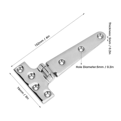 Beefy Heavy Duty 316 Stainless Steel T Shape Door Hinge For Marine Lids Hatches Compartments And Doors 6 By 3 Inch Rustproof