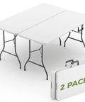 2 Pack 6 Ft Folding Plastic Tables Heavy Duty Portable Fold In Half Utility Tables With Carrying Handles For Party Camping Banquet Craft Wedding Indoor Outdoor Use