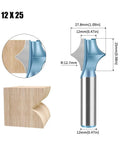 Cool Miter Frame Molding Router Bit With 12mm Or 1/2in Shank For Crafting Curved Wood Profiles And Shaping Decorative Edges Smoothly On Any DIY Project With Precision Cutting Power, showing dimensions and design.
