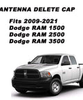 Antenna Delete Cap Kit For RAM 1500 And Ford F-150 Raptor Trucks, 2009-2026, compatibility details with Dodge RAM 1500/2500/3500 in image.