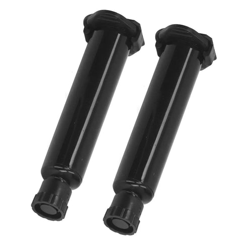 Two black 10cc bottles of Transparent Solder Mask Ink For PCB Repair And BGA Fixing, High Temp Curing Protective Coating That Dries In 2 Seconds.