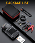 Portable Jump Starter With Air Compressor 6000A Peak 12V Jump Box 160 PSI Tire Inflator LED Display package contents