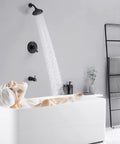 Dope Matte Black Tub Shower Faucet Set With Valve For 6 Inch Rainfall Shower Trim Kit Wall Mount Complete Bathtub And Shower System