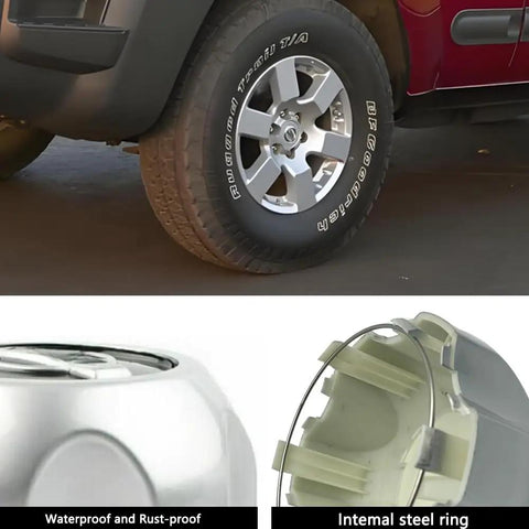 Four Pack Silver Wheel Hub Center Caps For Nissan Frontier And Xterra 2000-2004 16 Inch Wheels Fits 40315-7Z100 Easy Install