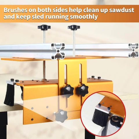 Slab Flattening Router Sled, 58 Inch Adjustable Planing Jig For Woodworking, DIY Friendly Orange leveling tool with brushes