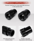Black aluminum wheel bearing greaser tool for 40mm and 44mm bearings; knurled grip, dual o-ring seals