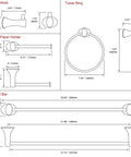 Dimensions of Heavy Duty 4 Piece Bathroom Hardware Set Wall Mounted White Stainless Steel Towel Bar Towel Ring Toilet Paper Holder Robe Hook