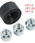 Grab This Tough Truck Wheel Stud Installer Kit For Quick And Easy Auto Repairs Featuring Solid Iron Build With Hex Nuts To Securely Pull New Bolts Home Using A Ratchet Or Impact Wrench Without Yanking The Hub Apart On Your Ride. wheel stud installer kit, iron, M12x1.25 M12x1.5 M14x1.5 hex nuts