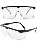 Anti-Fog Safety Glasses With Scratch-Resistant Wraparound Lenses, ANSI Z87.1 Plus Impact Rated, clear goggles front and side view