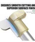 Solid 1/2 Inch Shank Drawer Pull Router Bit For Woodworking Pros That Carves Perfect Curved Finger Grooves In Oak Or Pine At The Shop Today close-up of tungsten steel blade