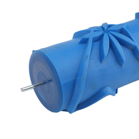 Close-up of Premium Pattern Paint Roller With Soft Rubber Head, 12.7 cm, blue rubber texture for decorative wall finishes.