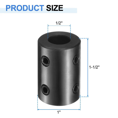 Rigid Shaft Coupling With Five Eighth Inch Bore And One And One Quarter Inch Outer Diameter Two Inch Length Black Oxide Carbon Steel