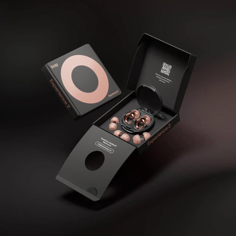Experience 2 Ear Plugs For Concerts And Festivals, High Fidelity 17dB Noise Reduction, rose gold with carrying case and tips