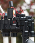 Heavy Duty Three Quarter Inch Anti Siphon Irrigation Control Valve With Twenty Four Volt Solenoid For Outdoor Residential Landscaping PGV ASV RT052 Easy Install Dope Captive Plunger And Durable Operation For Reliable Sprinkler System Performance, black irrigation valve close-up