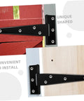 Eight Piece 5 Inch Black Galvanized T Shaped Door Hinges for wood cabinets and small interior doors weld on triangle hinge