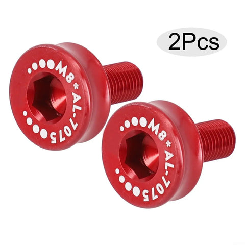 Lightweight Aluminum Alloy Bicycle Crank Arm Bolts M8 Thread Two Pack Water Resistant For Square Taper Bottom Bracket Red