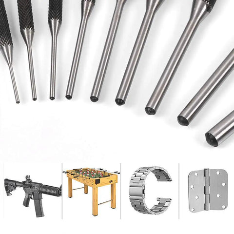 Roll Pin Punch Set With Storage Pouch, 9 Piece Steel Removal Tool Kit For Jewelry And General Repairs, Drop Forged Heat Treated Steel