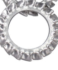 Close-up of M10 External Tooth Serrated Lock Washer Made From 304 Stainless Steel 50 Pieces Heavy Duty Rust Resistant