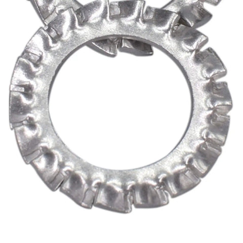 Close-up of M10 External Tooth Serrated Lock Washer Made From 304 Stainless Steel 50 Pieces Heavy Duty Rust Resistant