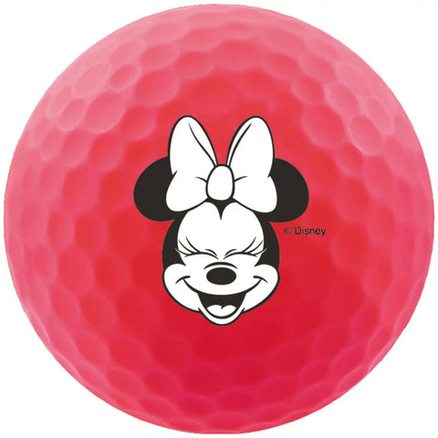 Vivid Soft Seasonal Disney Golf Ball Gift Set 4 Pack With High Visibility Designs For Explosive Distance And Soft Feel From Tee To Green Collectible Disney Character Golf Balls Great For Gifting featuring Minnie Mouse design on a red ball