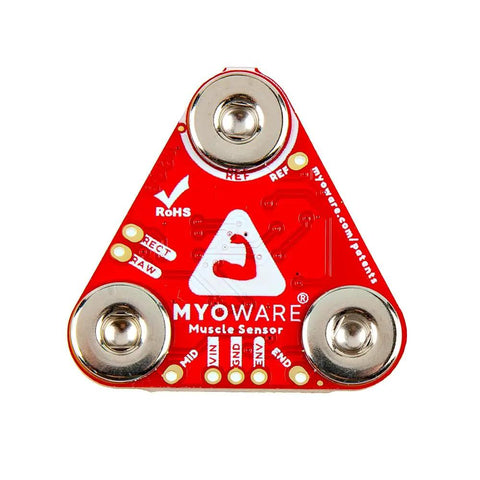 Wearable EMG Muscle Sensor For DIY Projects And Research, 3.3-5V red board with snap electrodes
