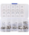 120 Piece Stainless Steel Snap Ring Set For Shaft Positioning And Engine Piston Connecting Rods E Type Retaining Rings Assortment case