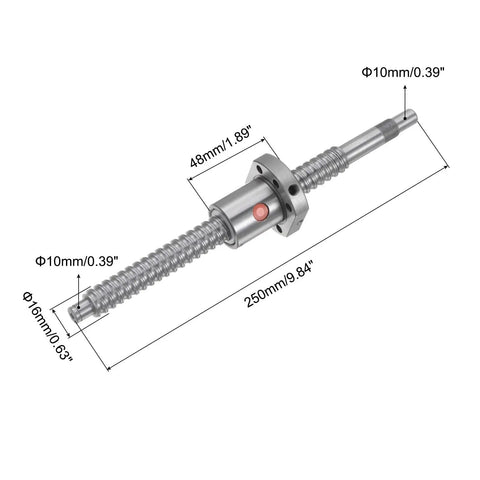 High Precision CNC Ball Screw SFU1605 16mm Diameter 5mm Pitch 250mm Length Anti Backlash Kit With Metal Nut for Linear Motion