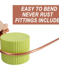 Close-up of BSTIQUEUS 25 ft 1/4 in copper-nickel brake line kit being bent, 16 fittings included, rust-proof