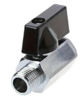 Heavy Duty Carbon Steel Ball Valve For Air Compressor And Home Plumbing, with smooth black handle and threaded connection.