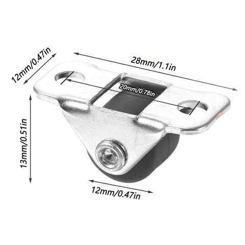 20Lots Furniture Casters, Bottom Mounted for Secure Installation, small metal caster dimensions shown, 20mm diameter roller.