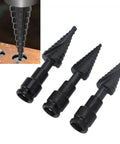 Heavy Duty 3 Piece Step Drill Bit Kit With Woodworking Power For Metal And Plastic Fast Cutting Spiral Flutes Hex Shank Tool Set To Crush Any Job, 3 bits