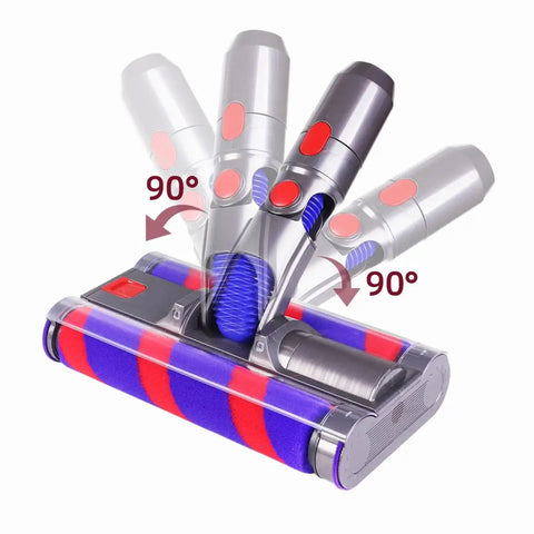 Soft Roller Floor Head With Led Headlights For Dyson V7 V8 V10 V11 Vacuum Cleaners Rotatable Universal Compatible Clean
