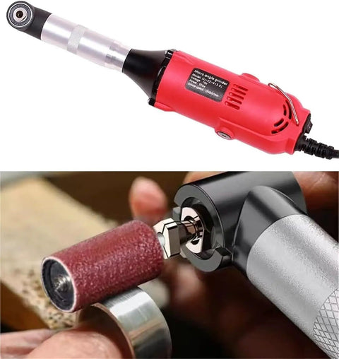 350W Right Angle Die Grinder Offering Variable Speed Up To 15000 RPM for detailed polishing and tight deburring in use.
