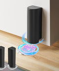 2 Pack Magnetic Door Stopper Set Black Stainless Steel No Drill Stick On Floor Mount With Strong Adhesive Tape Keeps Doors Open For Heavy Duty Home And Office Doors