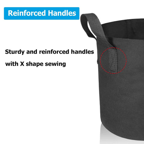 12 Pack 5 Gallon Grow Bags With Handles For Easy Move, Heavy Duty 300G Thickened Nonwoven Plant Pots With Reinforced Handles