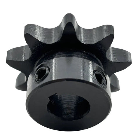 Top Grade ANSI 40 Roller Chain Sprocket, Type B, 1/2 Inch Bore, 9 Teeth, Hardened 1045 Carbon Steel close-up view