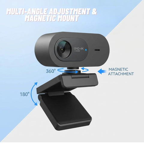 Smooth Operator 4K Uhd Webcam With Noise Canceling Mic And Slide Privacy Cover, 100 Degree Wide Angle USB camera with adjustable mount.